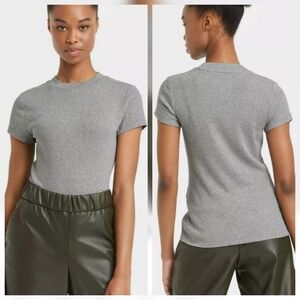 TARGET A New Day Short Sleeve Ribbed Gray Top